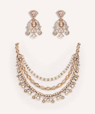 Gold plated kundan necklace set 1