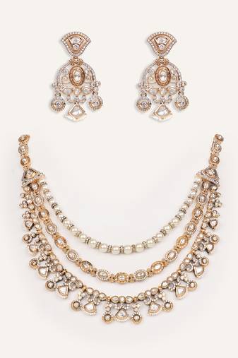 Gold plated kundan necklace set