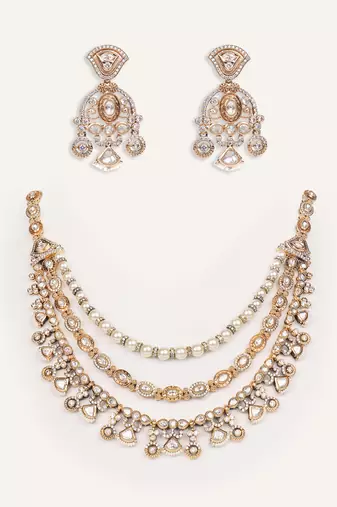 Gold plated kundan necklace set