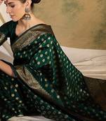 enchanting green banarasi art silk saree with weaving work 