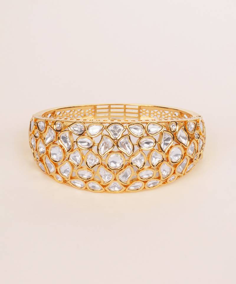 Gold plated kundan bracelet