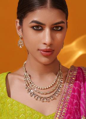 Gold plated kundan necklace set 2