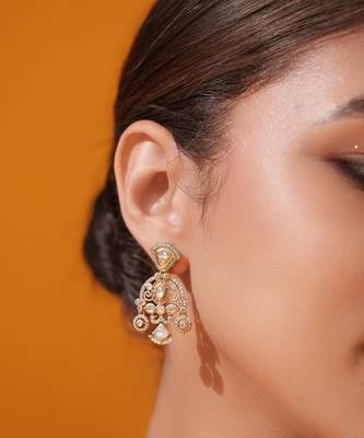 Gold plated kundan necklace set 5