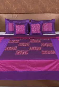 Polysilk Embroidered Bed Cover Set
