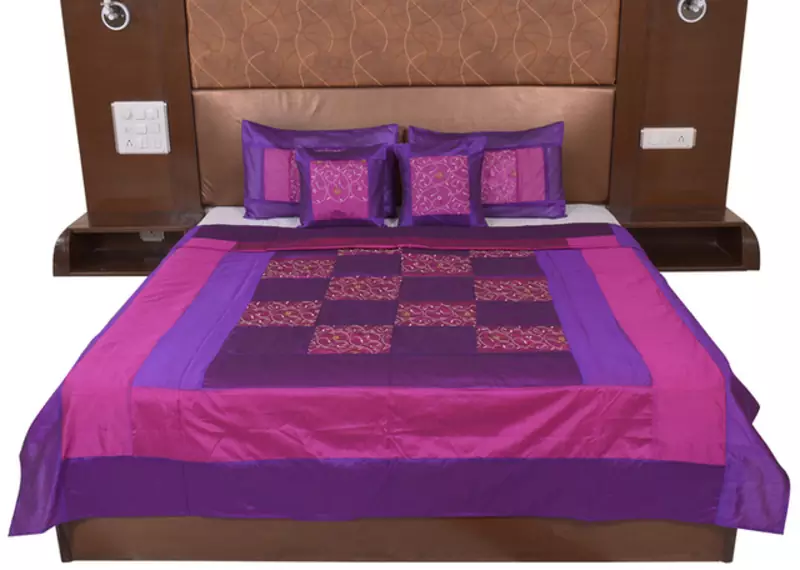 Polysilk Embroidered Bed Cover Set