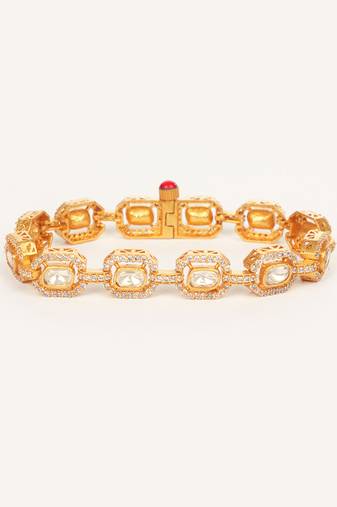 Gold plated kundan bracelet