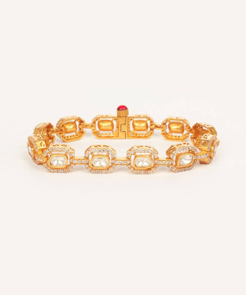 Gold plated kundan bracelet