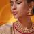Gold plated red stone kundan necklace set
