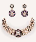 Gold plated multicolor stone kundan necklace set