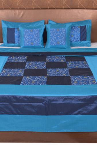 Polysilk Embroidered Bed Cover Set
