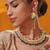 Gold plated green stone kundan necklace set