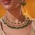 Gold plated green stone kundan necklace set