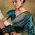 striking teal banarasi art silk saree with weaving work 