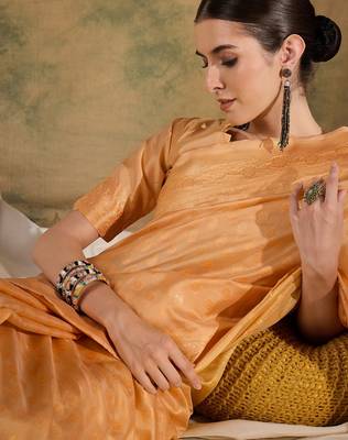 timeless cream banarasi art silk saree with weaving work  2