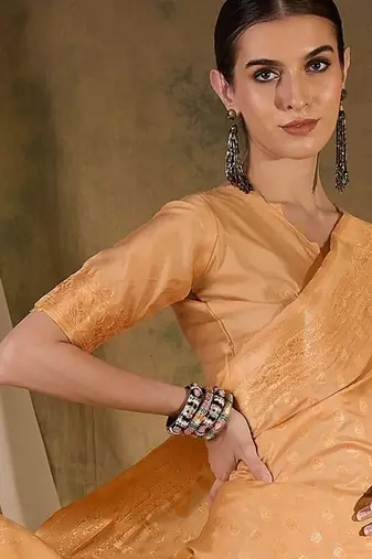 timeless cream banarasi art silk saree with weaving work 