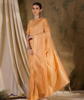 timeless cream banarasi art silk saree with weaving work  4