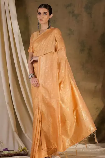timeless cream banarasi art silk saree with weaving work 