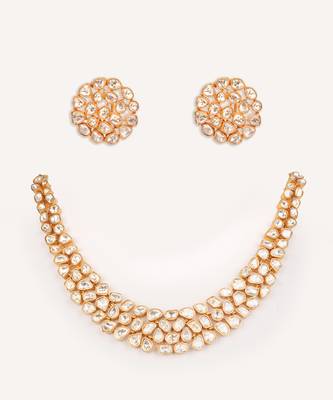 Gold plated kundan necklace set 1