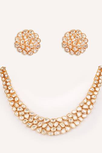 Gold plated kundan necklace set