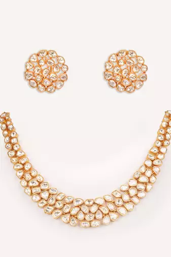 Gold plated kundan necklace set