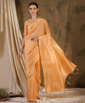 timeless cream banarasi art silk saree with weaving work  5
