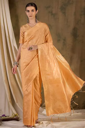 timeless cream banarasi art silk saree with weaving work 
