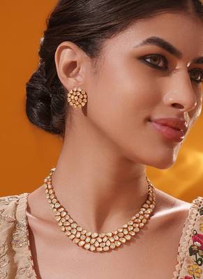 Gold plated kundan necklace set 2