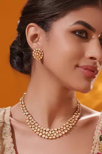 Gold plated kundan necklace set