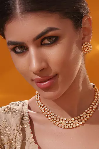 Gold plated kundan necklace set