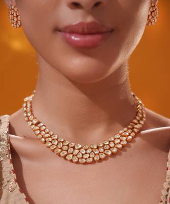 Gold plated kundan necklace set 4