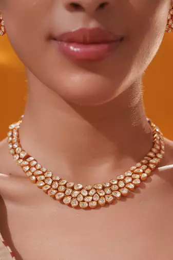 Gold plated kundan necklace set