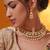 Gold plated green stone kundan necklace set
