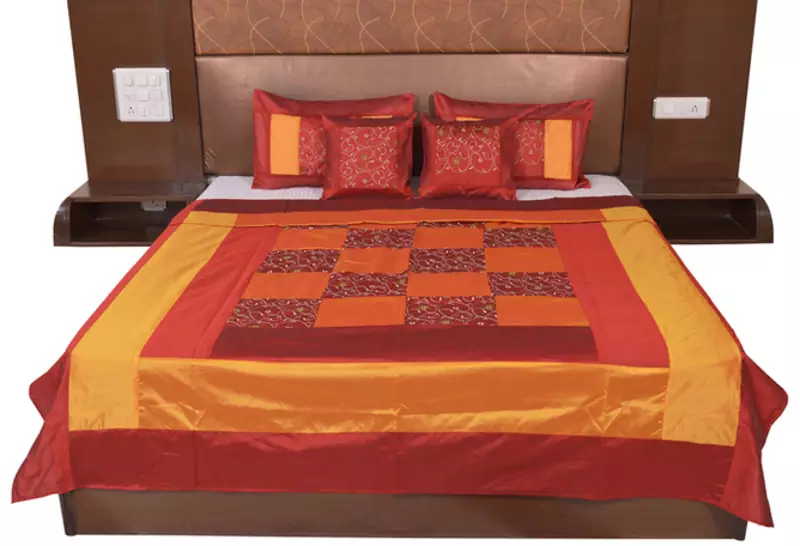 Polysilk Embroidered Bed Cover Set