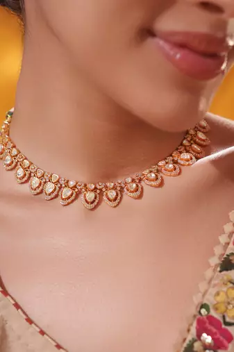 Gold plated kundan necklace set