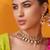 Gold plated green stone kundan necklace set