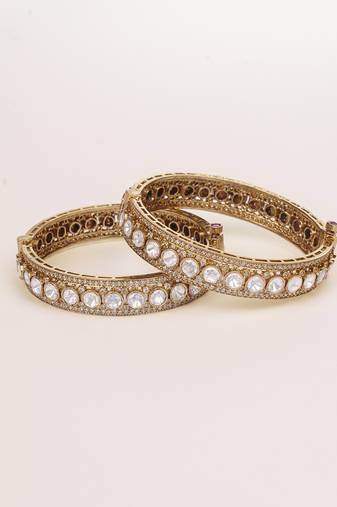 Gold plated kundan bangles
