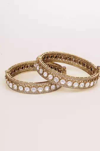 Gold plated kundan bangles