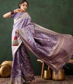 women's lavender soft banarasi art silk weaving saree     lovely lavender banarasi