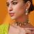 Gold plated green stone kundan necklace set