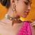 Gold plated green stone kundan necklace set