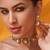 Gold plated green stone kundan necklace set