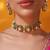 Gold plated green stone kundan necklace set