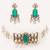 Gold plated green stone kundan necklace set