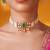 Gold plated green stone kundan necklace set