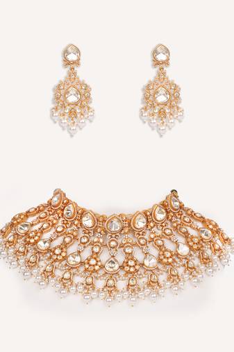 Gold plated kundan necklace set