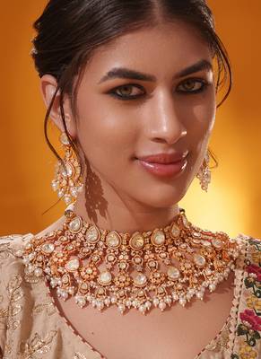 Gold plated kundan necklace set 2