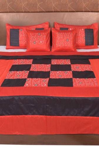 Polysilk Embroidered Bed Cover Set