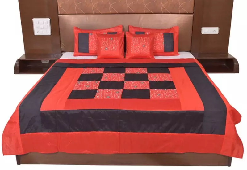 Polysilk Embroidered Bed Cover Set