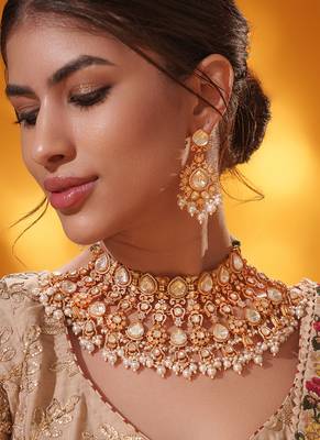 Gold plated kundan necklace set 3
