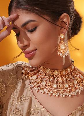 Gold plated kundan necklace set 4
